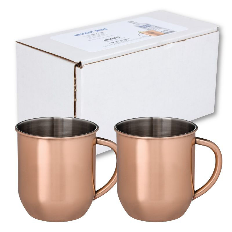 Set of 2 Moscow Mule Copper Mug in White Gift Box